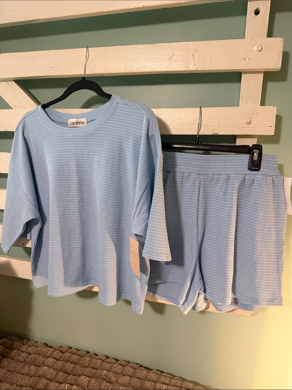 Women’s Boutique Brand Light Blue Textured lounge Set